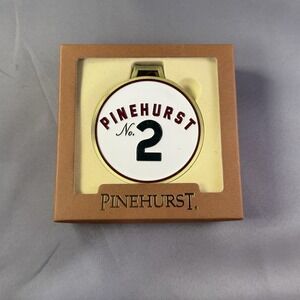 Pinehurst No. 2 Golf Bag Tag Leather Strap Brass Medallion‎ Souvenir